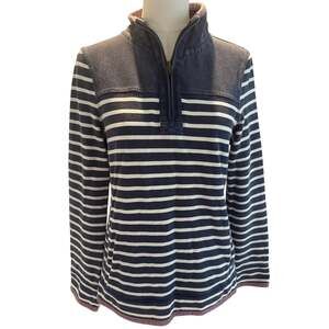 FatFace Airlie Striped Half Zip Pullover Women's US 4 Blue 100% Cotton